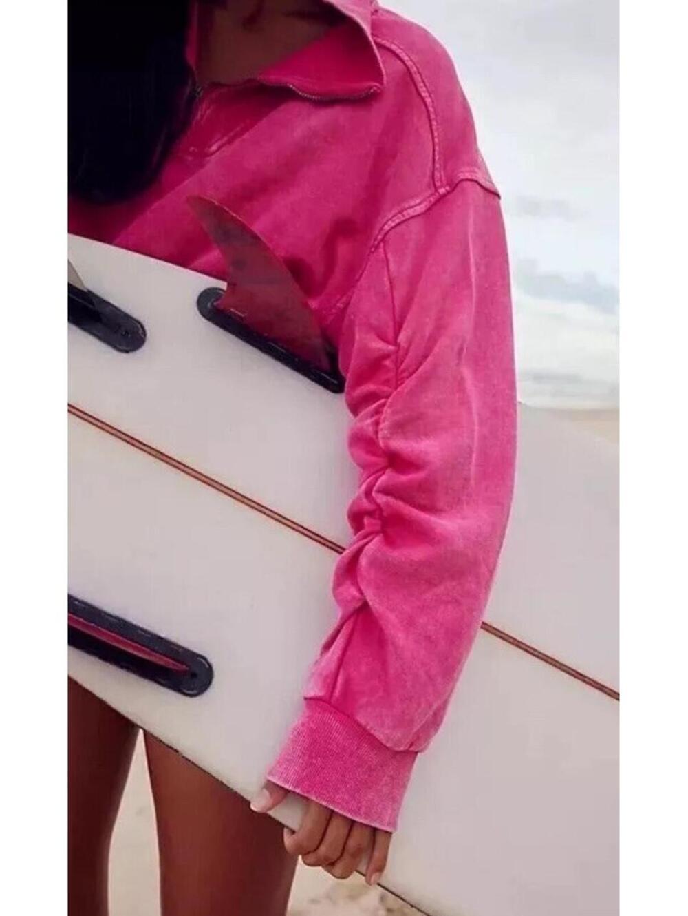$98 Free people Movement Valley Girl Sweat Heather Pink Sweatshirt Pullover XS - Picture 3 of 10